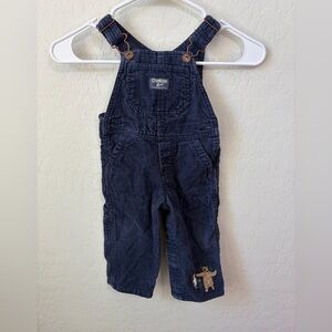 OshKosh B'gosh Navy Corduroy Overalls with Bear Applique